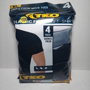 TKO Men's Size XL - Classic Fit T-Shirt 4-Pack Crew Neck Te = 2 Blk/1 Gry/ 1 Wht